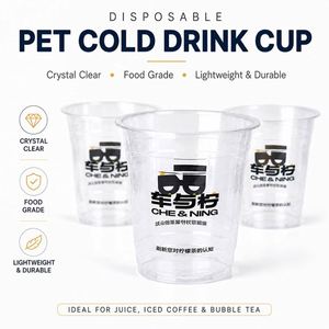 Gobelets en plastique transparents jetables personnalisables de 10 oz en PET avec impression numérique, logo personnalisé pour pique-nique familial, camping, vacances en plein air - Product Image 3
