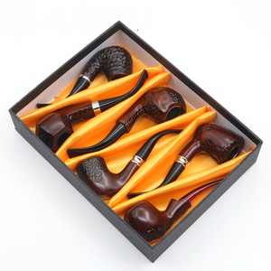 卸売マニュアルタバコハンドルパイプ赤い木製エボニーカスタマイズされたロゴ無料グリーンサンダル喫煙木製パイプ - Product Image 3