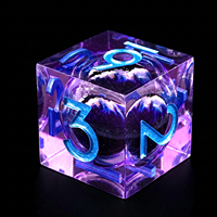 Ensemble de dés en résine Nebula Purple Dragon Eye pour D&D, dés polyédriques avec des chiffres bleus, 1 pièce, 18 mm, peints à la main, écologiques, pour Dungeons & Dragons