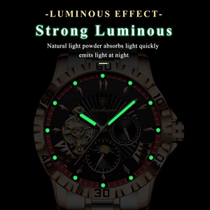 POEDAGAR 1415 reloj mecánico automático <span class=keywords><strong>de</strong></span> acero inoxidable Original multifuncional fase lunar luminoso impermeable relojes <span class=keywords><strong>de</strong></span> hombre - Product Image 5