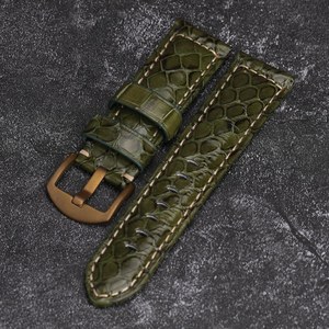 Bracelet de montre en cuir de python fait main de luxe 20-24 mm, bracelet de montre en cuir exotique <span class=keywords><strong>vintage</strong></span> pour homme - Product Image 3