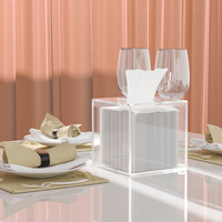 Boîte à mouchoirs en acrylique en plastique transparent avec logo imprimé personnalisé Boîte à serviettes rectangulaire en papier Lucite pour cuisine, bureau, maison