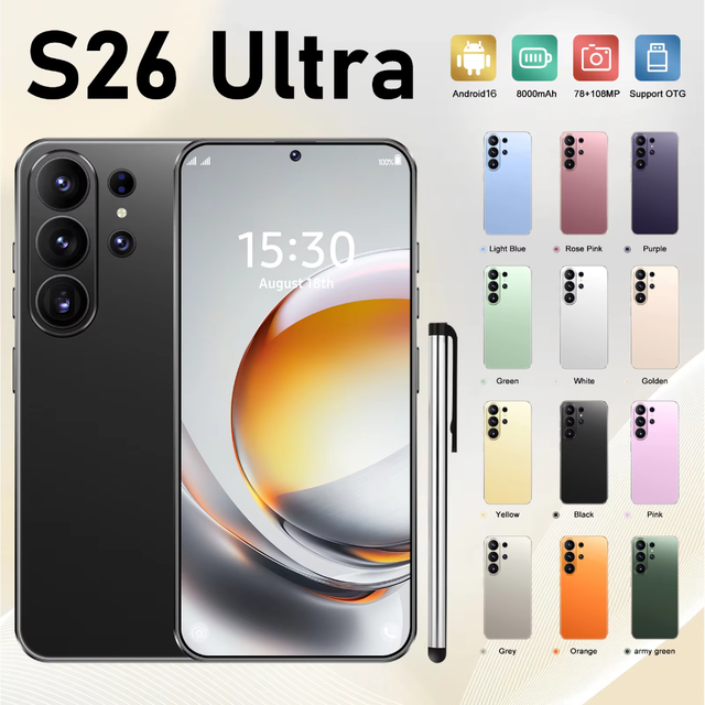22GB+2TB S26 Ultra Android 16 7.3 Inch Global 5G Smartphone 108MP Dual SIM Unlocked Deca Core Cell Phones Fast Processor Phone
