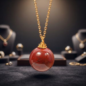 Boule de jaspe rouge, décoration d'intérieur, style bohème, motif géométrique sculpté à la main, objet de collection culturel - Product Image 3