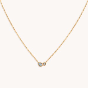 18K Gold Pear and Round <strong>Opal</strong> Bezel Pendant <strong>Necklace</strong> Sterling Silver Designer Trendy <strong>Necklace</strong> Non Tarnish Elegant <strong>Necklaces</strong> 18k - Product Image 1