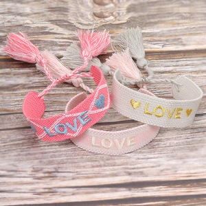 Pulseras de inspiración con letras bordadas de algodón para mujer Love Dream Hope Lucky Letter pulseras tejidas a mano con borlas regalos de <span class=keywords><strong>amistad</strong></span> - Product Image 6
