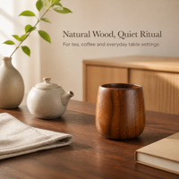 Tasse à café en bois massif, tasse à thé en bois sans anse, gobelet rond à grain naturel, tasse Zen pour le thé, le café, le whisky