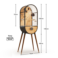 Cage à perroquets de luxe en acier inoxydable, villa pour oiseaux en bois massif, configuration intérieure DIY, grande volière pour ara, gris africain, conure