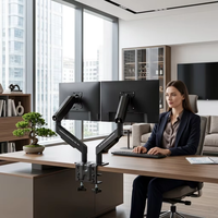 Support double moniteur de bureau réglable à 360° pour écrans de 17 à 32 pouces, capacité de 9 kg, bras double à ressort mécanique robuste