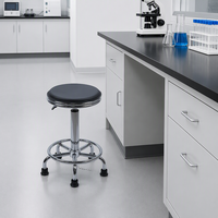Tabouret de bar industriel anti-fatigue, levage pneumatique, cuir PU avec glissières, structure en acier, usage commercial