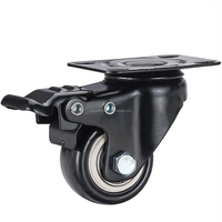 Économique Durable Sans Bruit Universel 1.5/2/3 Pouces Noir PVC Pivotant Léger Industriel Meubles Roues avec 2 Freins