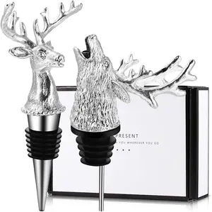 OEM 3D Zinc Alloy Animal Head Wine Stopper Bottle Silicone Wine Saver Wine Stopper