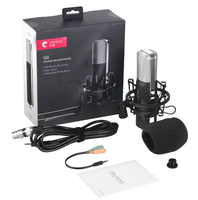 Microphone à condensateur XLR filaire - Microphone de studio portable pour ordinateur, cardioïde, avec suspension antichoc, modèle Q8 Gaming en métal et plastique