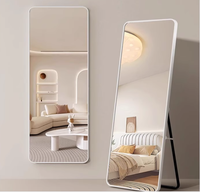 Miroir rectangulaire pleine longueur avec cadre en aluminium noir ultra fin, à fixer au mur ou sur pied, pour chambre ou salon, directement de l'usine