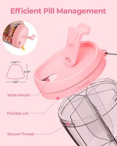 Organisateur de pilules portable en plastique PS de qualité alimentaire, 7 compartiments, boîte de rangement hebdomadaire, étanche, option logo personnalisé, commerce extérieur, rose - Product Image 3