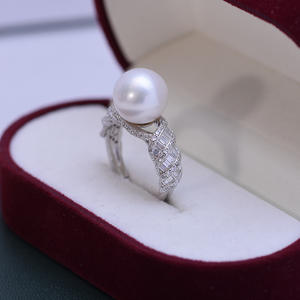 Bague en argent S925 pour femme avec perle d'eau douce 10-11 mm ronde blanche à forte luminosité et faibles défauts, édition coréenne, ajustable - Product Image 4