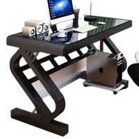 Bureau d'ordinateur en verre noir durable de haute qualité, grande surface, table de jeu pour plusieurs moniteurs, configuration de jeu