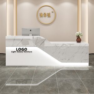 QT-72 văn phòng hiện đại rezeption nhỏ màu hồng quầy tiếp tân sang trọng quầy lễ tân nhỏ quầy lễ tân hiện đại - Product Image 5