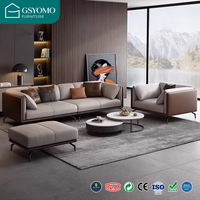 Canapé d'angle moderne en cuir italien, convertible en lit, avec éponge haute densité et base en acier inoxydable de luxe pour la maison et le bureau