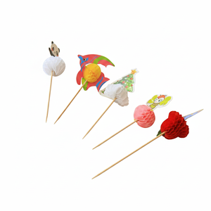 Decorative Bamboo Cocktail Picks Wooden Food Picks for Fruit Dessert Party Bar Mixed Shapes - Product Image 1