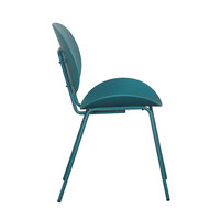 Chaise de salle à manger moderne et contemporaine, ergonomique, durable, écologique, en polypropylène bleu paon, avec pieds en métal