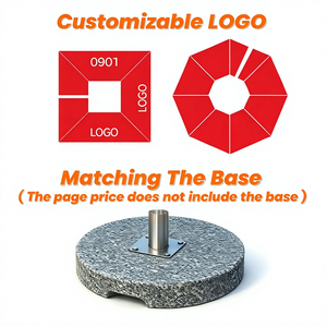 Parasol de terrasse robuste en forme de <span class=keywords><strong>tulipe</strong></span> de 3 m, 24 baleines en fibre de verre, base en marbre de 40 kg, protection UV, imperméable, mobilier d'extérieur pour jardin - Product Image 6