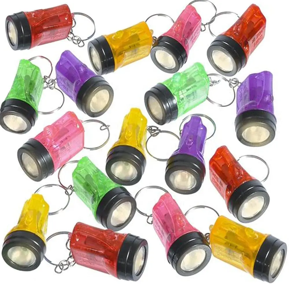 Mini Flashlight Keychains LED Key Chains for Kids in Assorted Colors 1.5 Inch Durable Plastic Keyholders