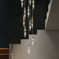 Lustres d'escalier Duplex Loft Lustre Pendentifs modernes Éclairage Long Lustre Escalier Luminaires suspendus Éclairage Lustre