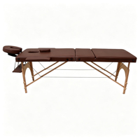 Table de massage pliable professionnelle à 3 sections, légère, en bois, réglable en hauteur