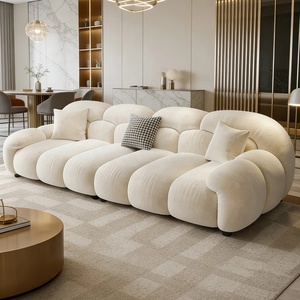 Sofá Modular Curvo Moderno en Color Crema, Tapizado de Lujo para Sala de Estar, Villa, <span class=keywords><strong>Hotel</strong></span>, Apartamento, Hogar Acogedor - Product Image 1