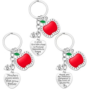 Thời trang màu đỏ Apple Keychain Cảm ơn bạn đã giúp tôi phát triển và tìm hiểu Keyring thép không gỉ Cảm ơn bạn giáo viên ngày Quà Tặng Keychain - Product Image 1
