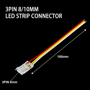 ตัวเชื่อมต่อแถบไฟ LED แบบมีสายด้านหน้า 3 ขา 8 มม. 10 มม. แบบไม่ต้องบัดกรี  วัสดุ PC ใส สำหรับ COB SMD CCT RGB แบบหนีบ - Product Image 1