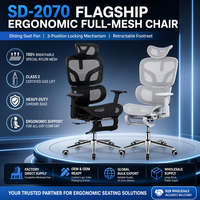 Chaise de bureau ergonomique en maille avec appui-tête réglable, accoudoirs, hauteur réglable, pivotante, inclinable, base en métal, roulettes en PU pour la maison et le bureau