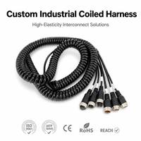 Kabel Spiral M12 Kustom dengan JST SHD 0.8-1.25mm Pitch, untuk Industri Medis, PBT Nylon IP67, Elektronik, Pabrik Baja