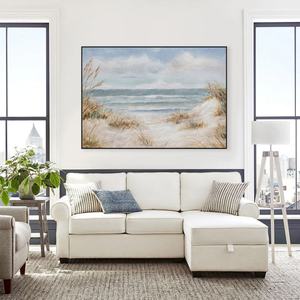 Pintura de Paisaje Costero Tranquilo, Decoración Texturizada para el Hogar, Arte Abstracto Hecho a Mano, Pintura al Óleo sin Marco sobre Lienzo - Product Image 3