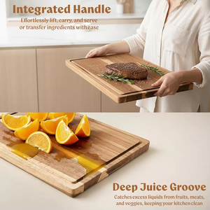 Talenan Kayu Akasia XL Custom, Tahan Lama, Ramah Pisau, Ukuran Besar, dengan Alur Penampung Air untuk Dapur - Product Image 3