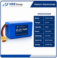 Baterai Drone UAV 22.2V 16Ah 270Wh/kg Paket Baterai Lithium Ion High Discharge untuk Drone UAV Drone Penyemprot Pertanian