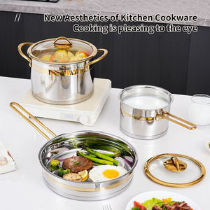 스테인리스 스틸 조리기구 5 종 세트, 16cm 우유 냄비 + 22cm 수프 냄비 + 26cm 프라이팬 - Product Image 4