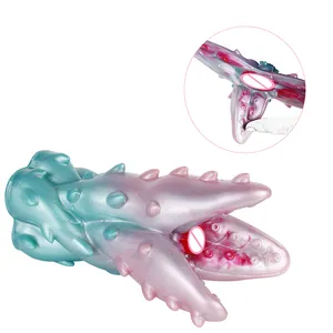 GEEBA Masturbatore Maschile in Silicone Morbido a Forma di Fiore con Fori, Giocattolo Sessuale per Adulti, Esercizio del Pene, Vagina Realistica - Product Image 1