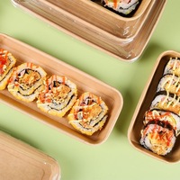Boîte d'emballage pour salade, fruits, sushi en papier kraft de qualité alimentaire avec couvercles en plastique, logo personnalisé, différentes tailles, pour emporter