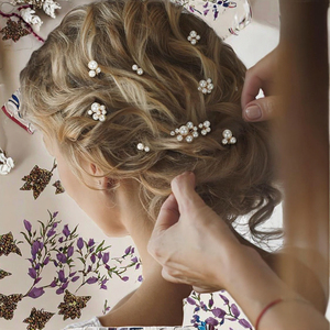 Ensemble de 9 pinces à <span class=keywords><strong>cheveux</strong></span> en perles plaquées or pour mariée, avec des épingles à <span class=keywords><strong>cheveux</strong></span> en perles irrégulières pour les coiffures de mariage de la mariée et des demoiselles d'honneur - Product Image 3