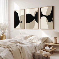 HAOWAI OEM/ODM Art mural abstrait neutre beige, Impressions d'art beige et noir, Impressions de galerie, Affiches d'art abstrait beige pour chambre à coucher