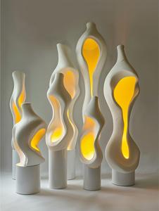 Lampadaire Moderne Torsadé Imprimé en 3D, Résine Blanche Froide, LED, Commande Tactile, Hauteur Réglable, Design Contemporain, IRC 90 Ra 90, Grand Modèle - Product Image 2