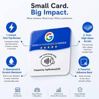 Offre Spéciale – Prêt à l'emploi – Autocollant de table NFC en acrylique étanche 100x100mm pour avis Google – Plaque intelligente de commentaires pour entreprises – Tappez pour noter