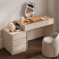 Miroir LED sur pied moderne et durable avec grande armoire de rangement murale en bois de pin blanc et panneau MDF pour chambre à coucher