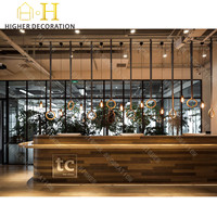 Design Moderno per Bancone Bar Caffetteria, Vetrina Espositiva in Legno e Metallo con Illuminazione LED e Logo