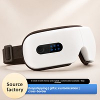 Masseur oculaire avec coussins d'air, rechargeable, vibrant, chauffant, pliable, appareil de soin des yeux avec musique