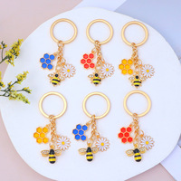 Charmant porte-clés mignon en métal émaillé 3D en forme d'abeille pour sac