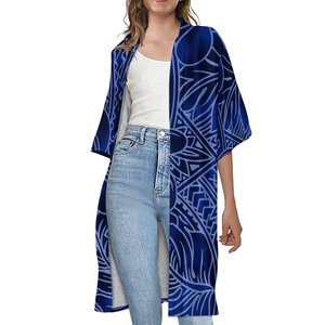 New Samoan Design Custom Women Short Sleeve Casual <strong>Trench</strong> <strong>Coats</strong> Polynesian Tribal Large <strong>Size</strong> Female Half Sleeve Kimono Cardigan - Product Image 2