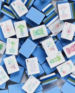 2026 Jeu de tuiles de mahjong américain en acrylique, personnalisé, bleu, à quatre couches, gravé, de voyage, 160 tuiles - Product Image 1